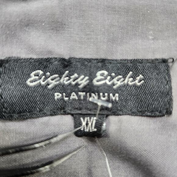 NEW Eighty Eight Platinum Shirt Mens XXL Gray Striped Cotton Button Up Roll Tab - Picture 7 of 13
